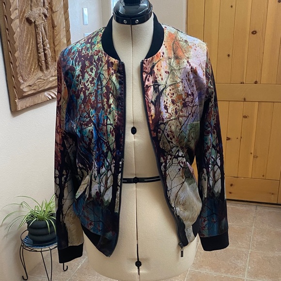 Vibrant Artistic Women's Bomber Jacket - Picture 1 of 5